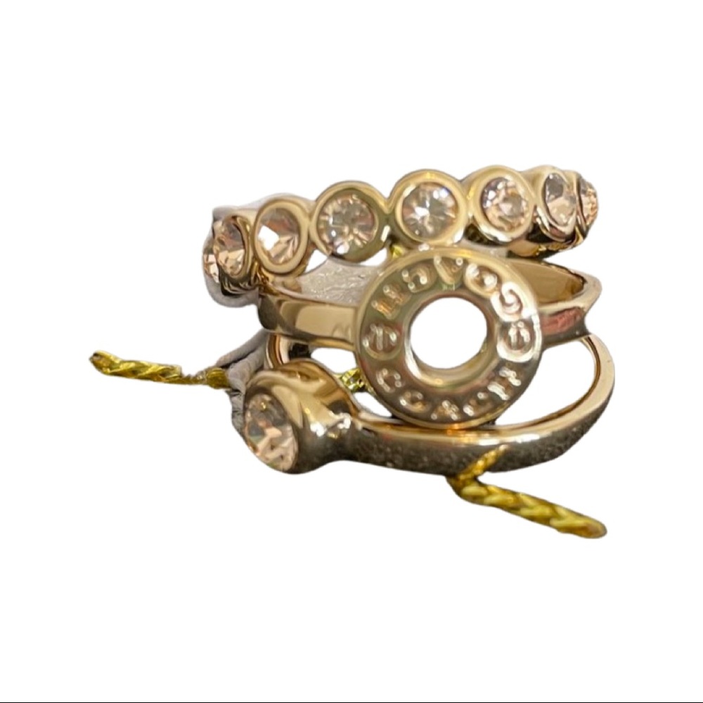 NWT COACH set of 3 gold rings w/ pink gems. Size 6